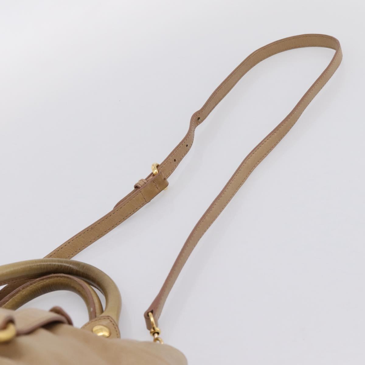 Miu Miu Hand Bag Vitellolux 2way Beige Gold Auth 202892V