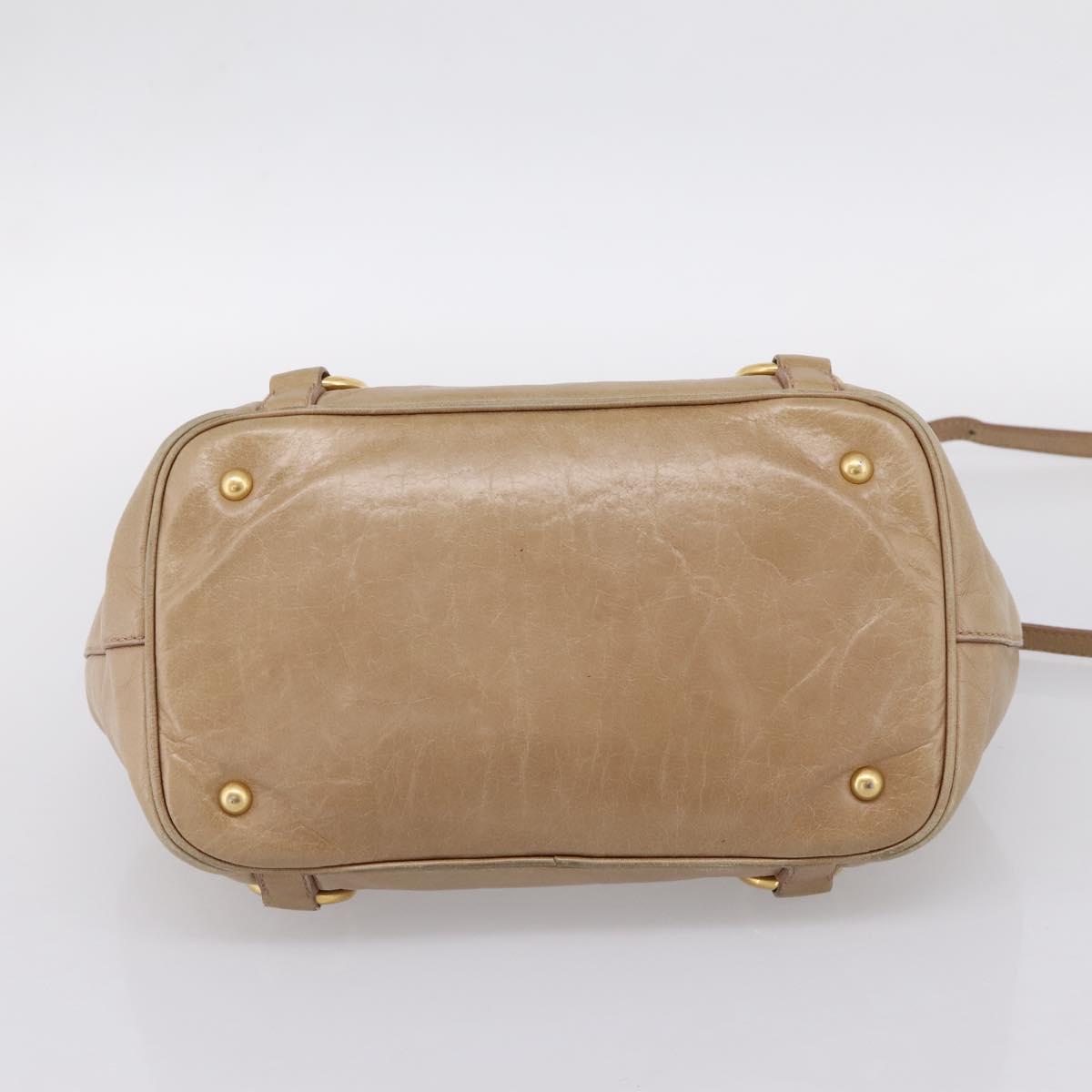 Miu Miu Hand Bag Vitellolux 2way Beige Gold Auth 202892V