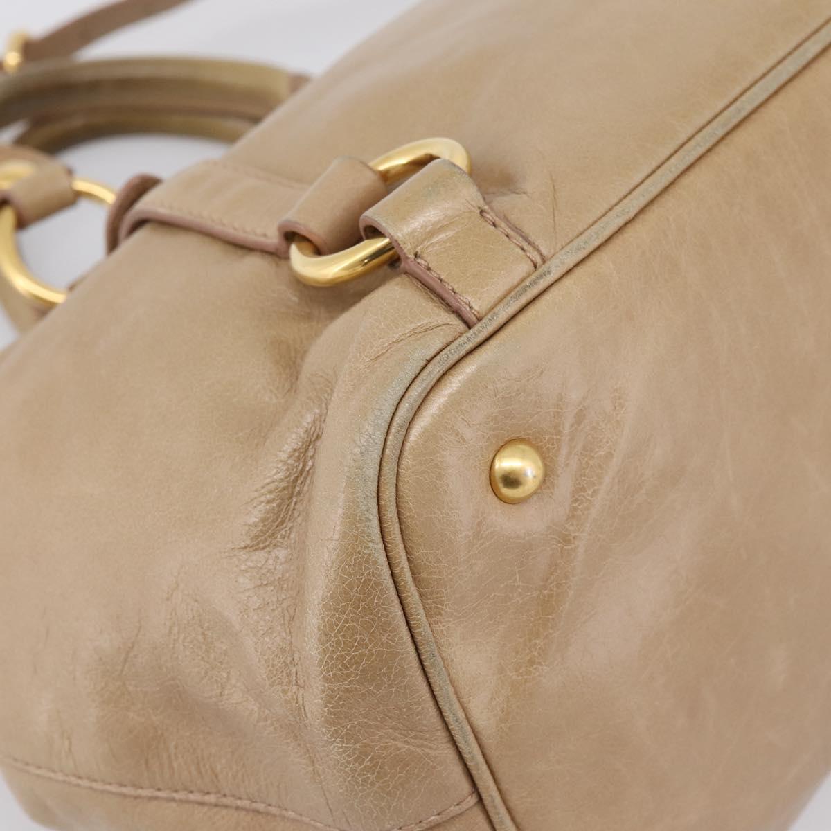 Miu Miu Hand Bag Vitellolux 2way Beige Gold Auth 202892V