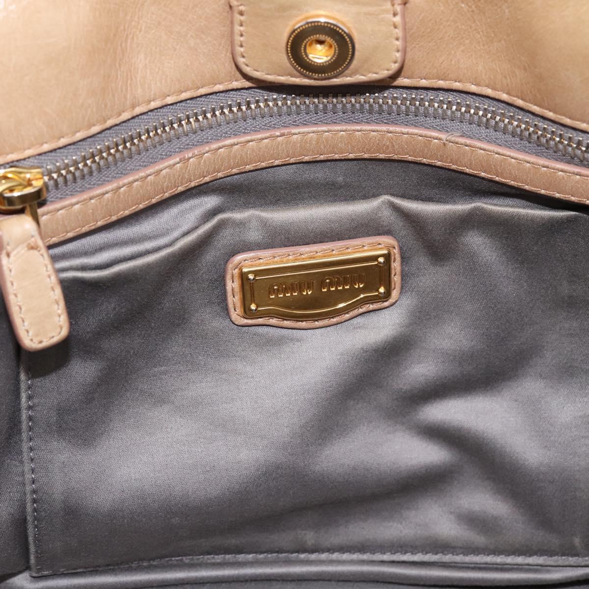 Miu Miu Hand Bag Vitellolux 2way Beige Gold Auth 202892V