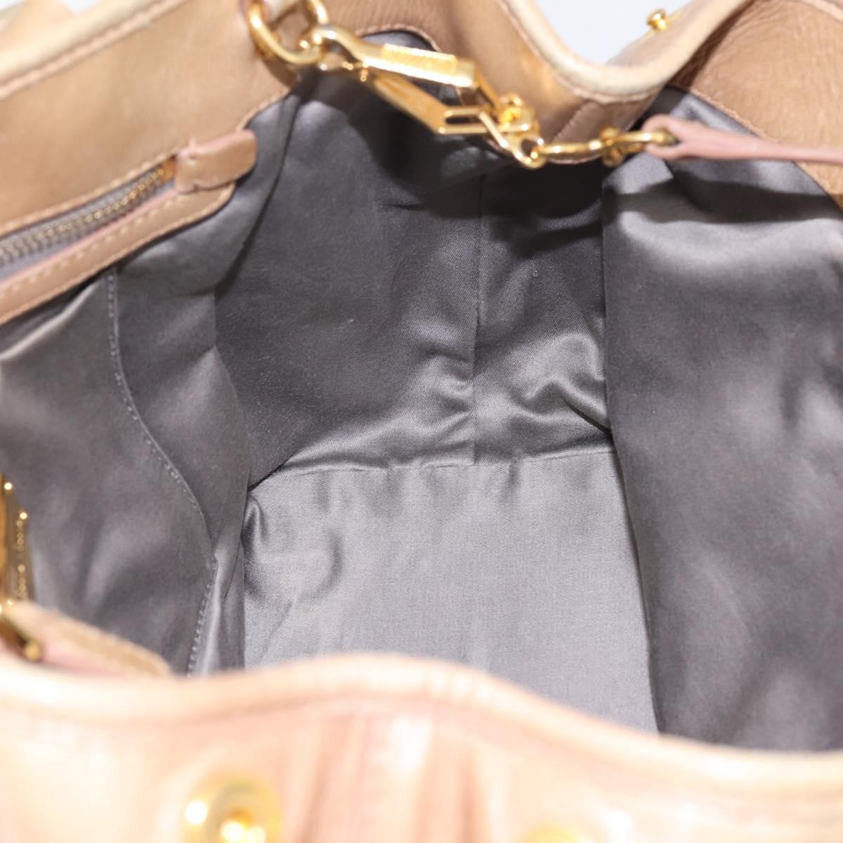 Miu Miu Hand Bag Vitellolux 2way Beige Gold Auth 202892V