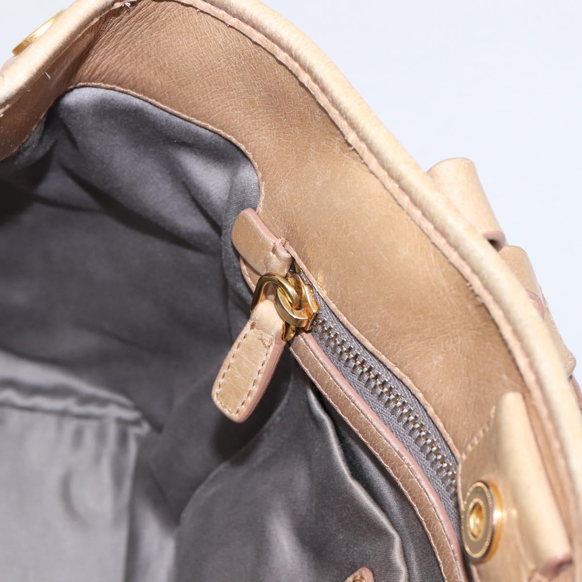 Miu Miu Hand Bag Vitellolux 2way Beige Gold Auth 202892V