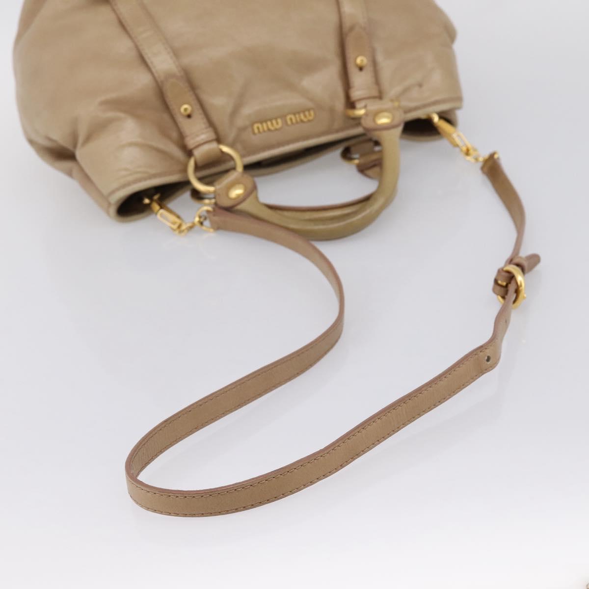 Miu Miu Hand Bag Vitellolux 2way Beige Gold Auth 202892V