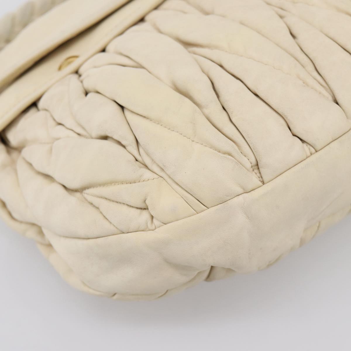 Miu Miu Matelasse Hand Bag Leather 2way Ivory Gold Auth 202893A