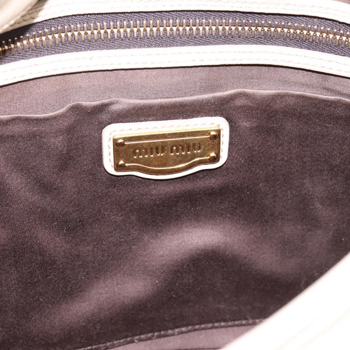 Miu Miu Matelasse Hand Bag Leather 2way Ivory Gold Auth 202893A