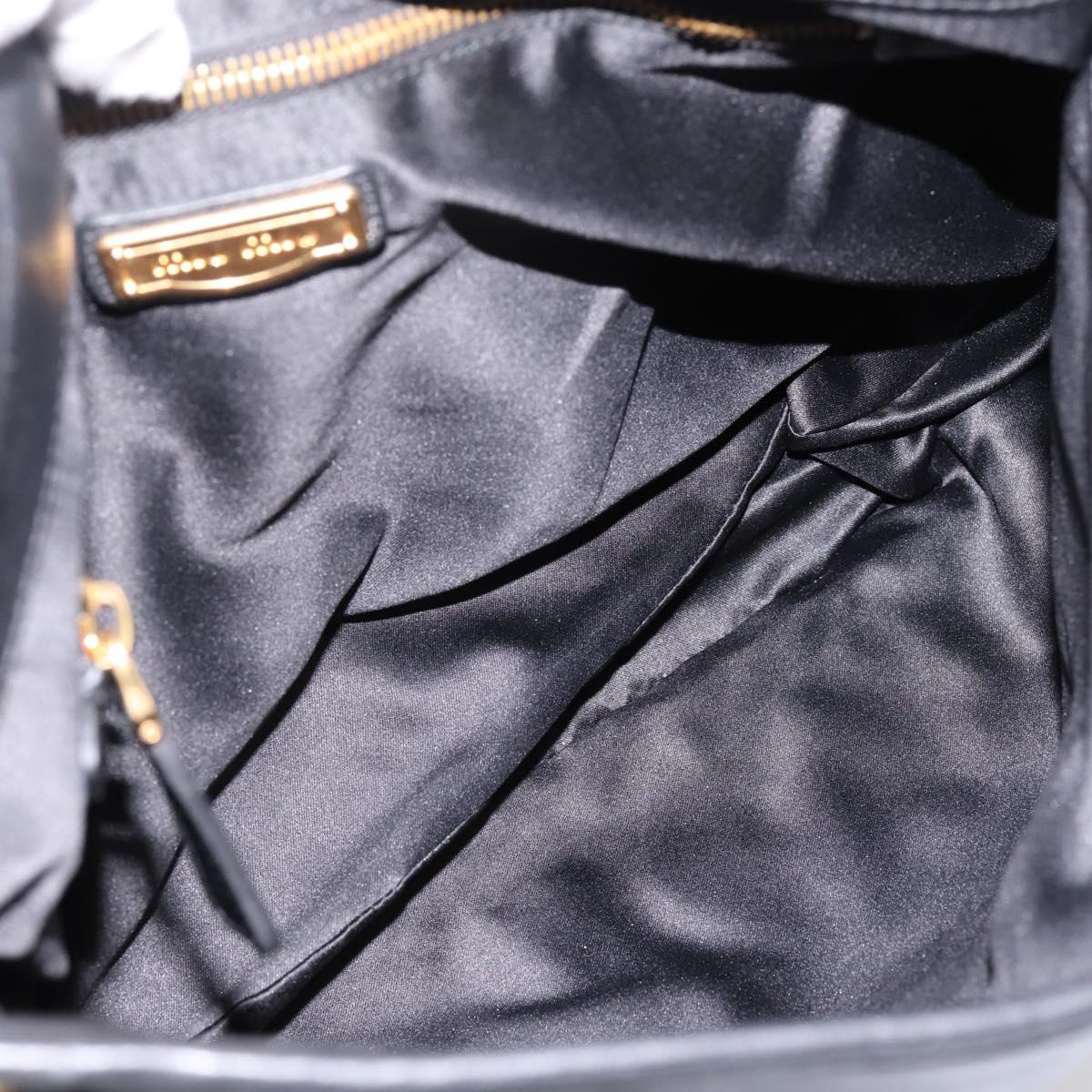 Miu Miu Matelasse Shoulder Bag Leather 2way Black Gold Auth 202894V