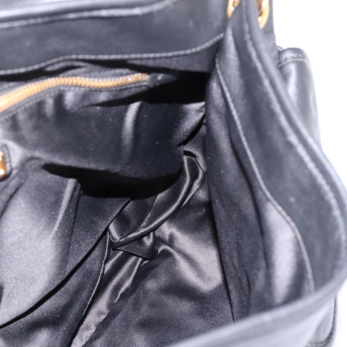 Miu Miu Matelasse Shoulder Bag Leather 2way Black Gold Auth 202894V