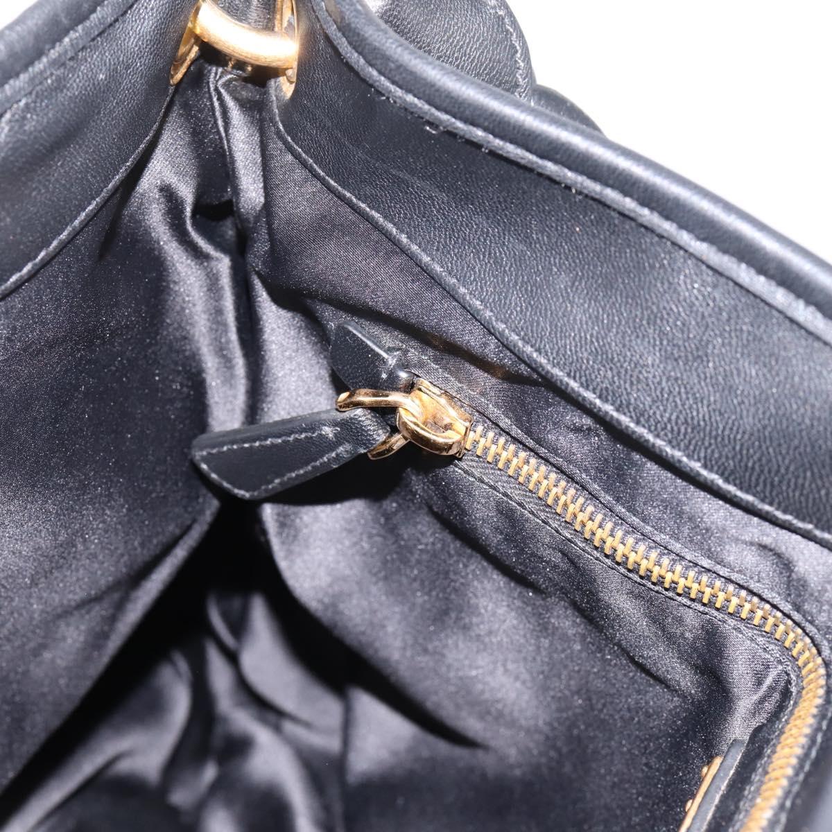 Miu Miu Matelasse Shoulder Bag Leather 2way Black Gold Auth 202894V