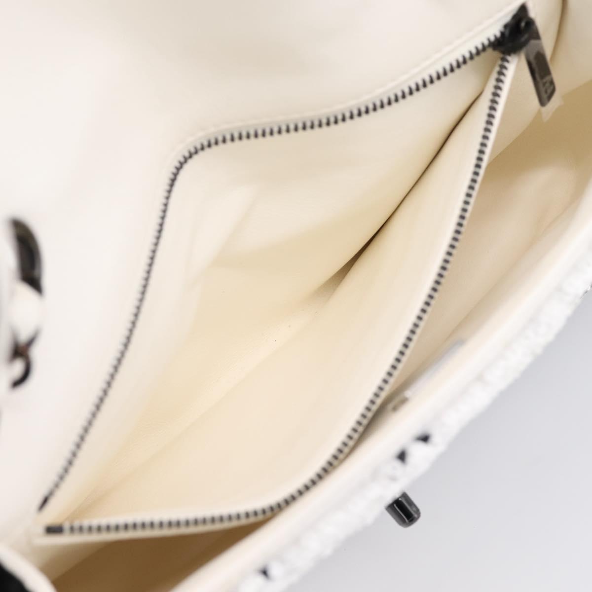 CHANEL Chain Matelasse 25 Shoulder Bag Sequin White CC Auth 202896SM