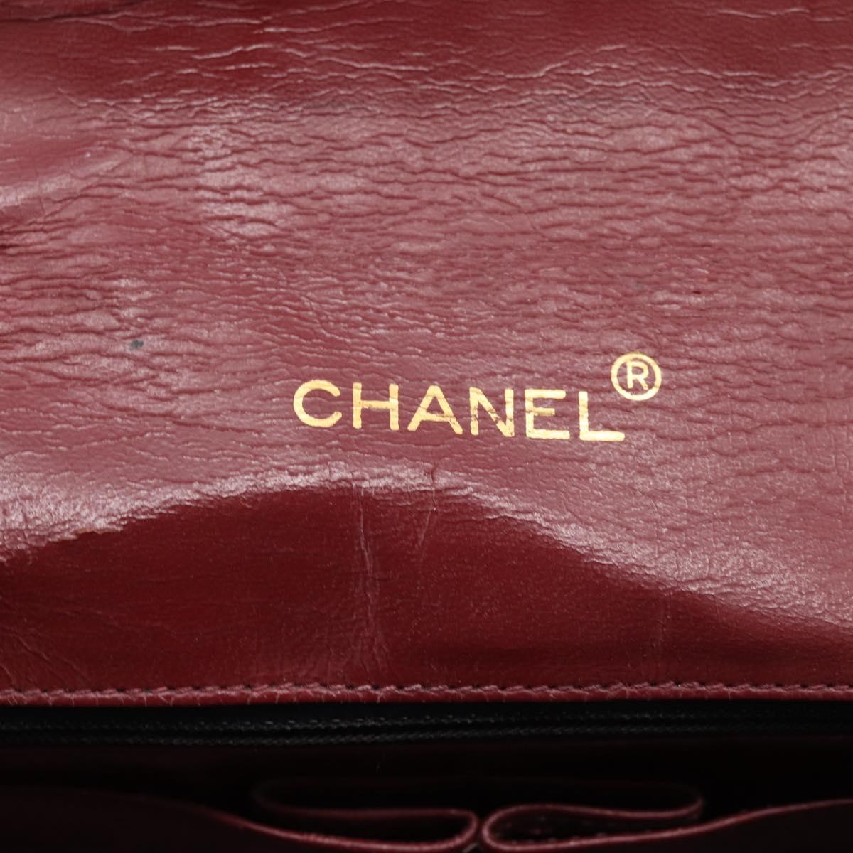 CHANEL Matelasse Chain Shoulder Bag Lamb Skin Black Gold CC Auth 202897V