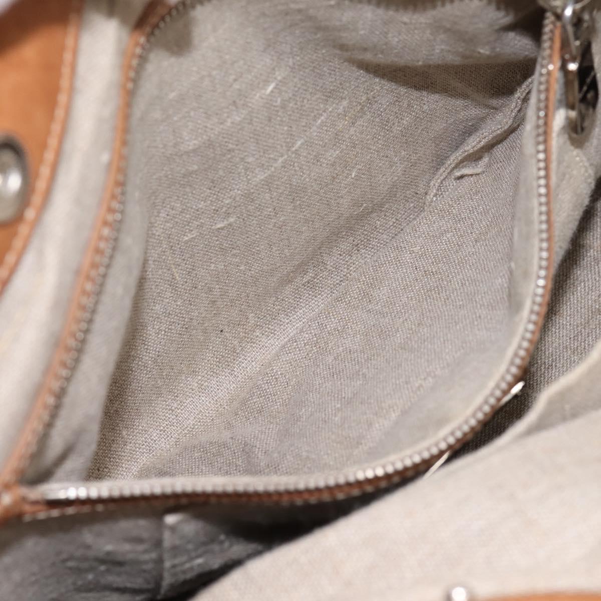 Miu Miu Hand Bag Raffia 2way Beige Silver Auth 202901V