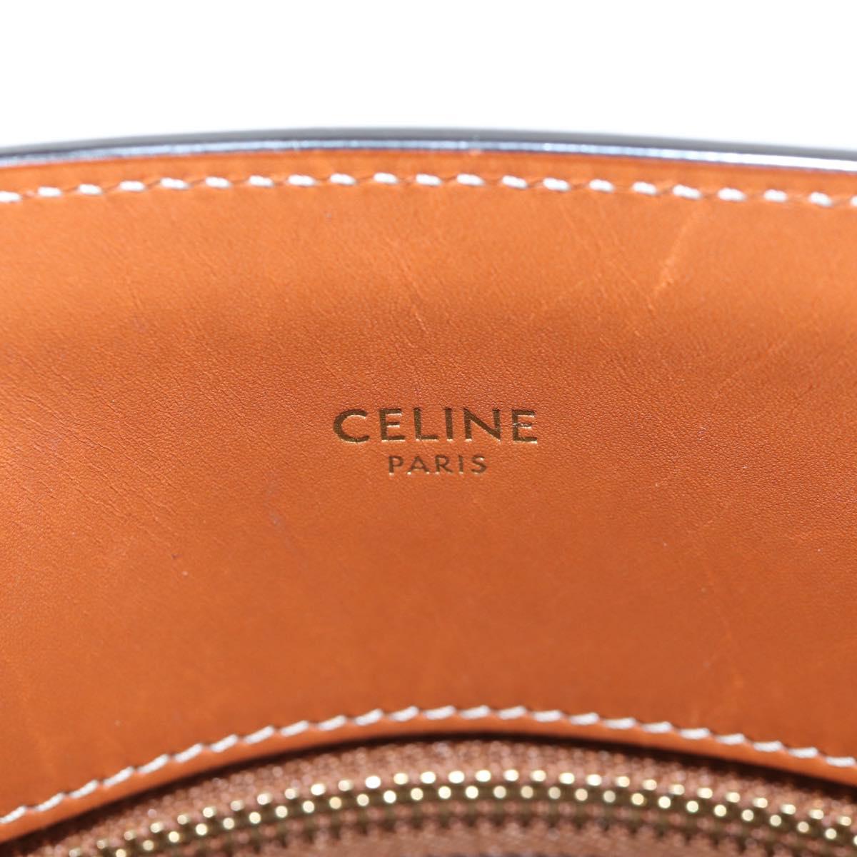 CELINE Macadam Canvas Vertical Cabas Small Hand Bag Navy Gold Auth 202902M