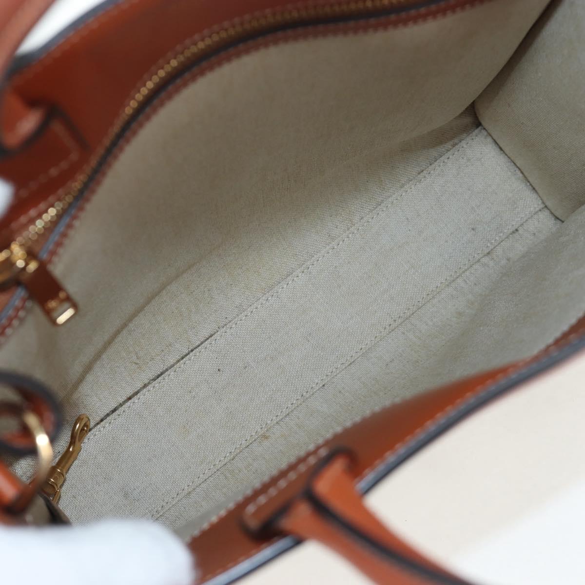 CELINE Macadam Canvas Vertical Cabas Small Hand Bag Navy Gold Auth 202902M