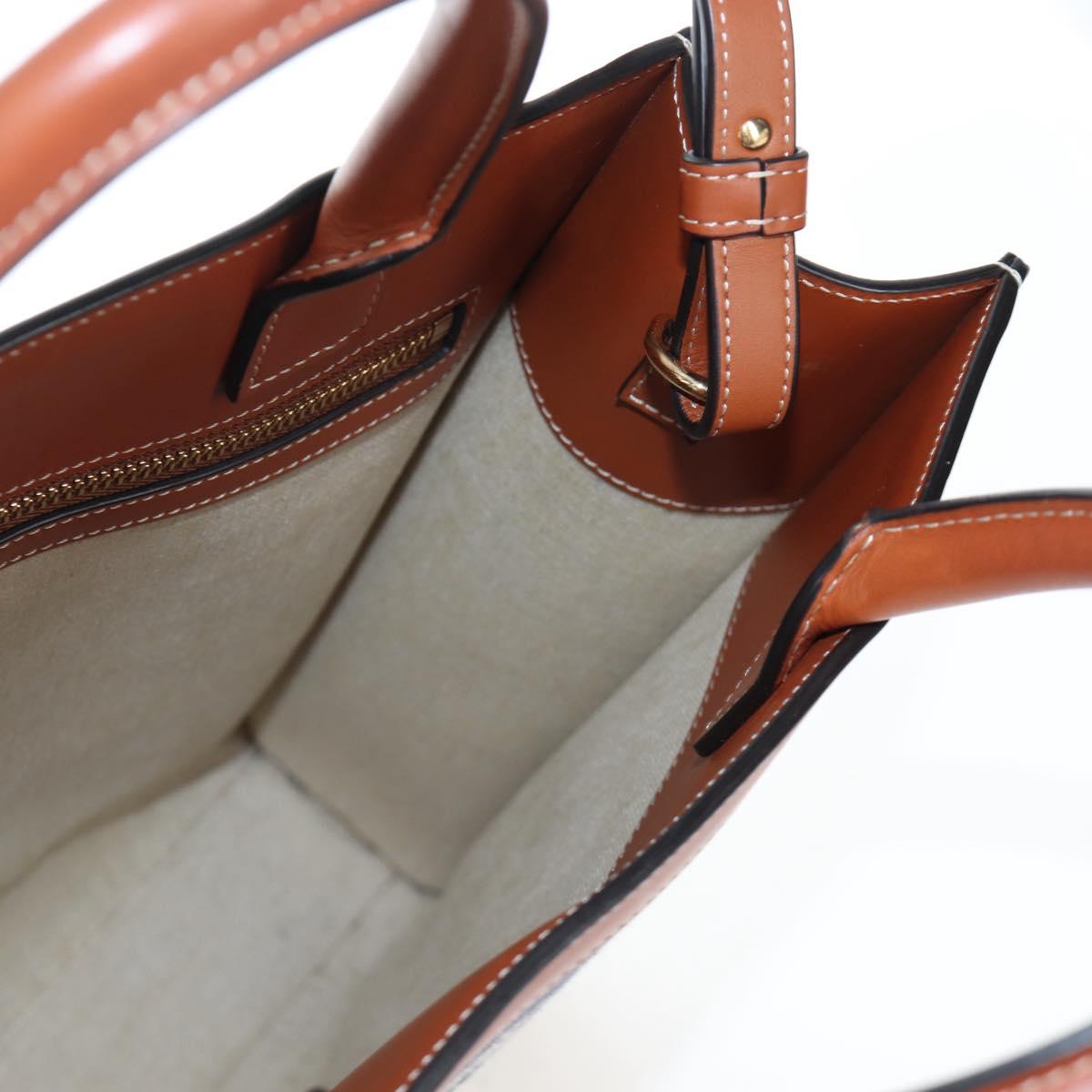 CELINE Macadam Canvas Vertical Cabas Small Hand Bag Navy Gold Auth 202902M