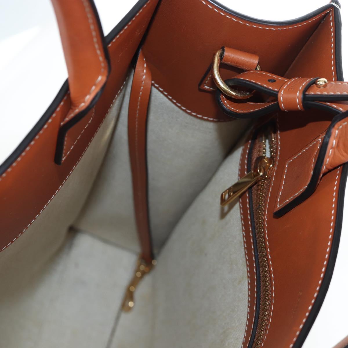 CELINE Macadam Canvas Vertical Cabas Small Hand Bag Navy Gold Auth 202902M