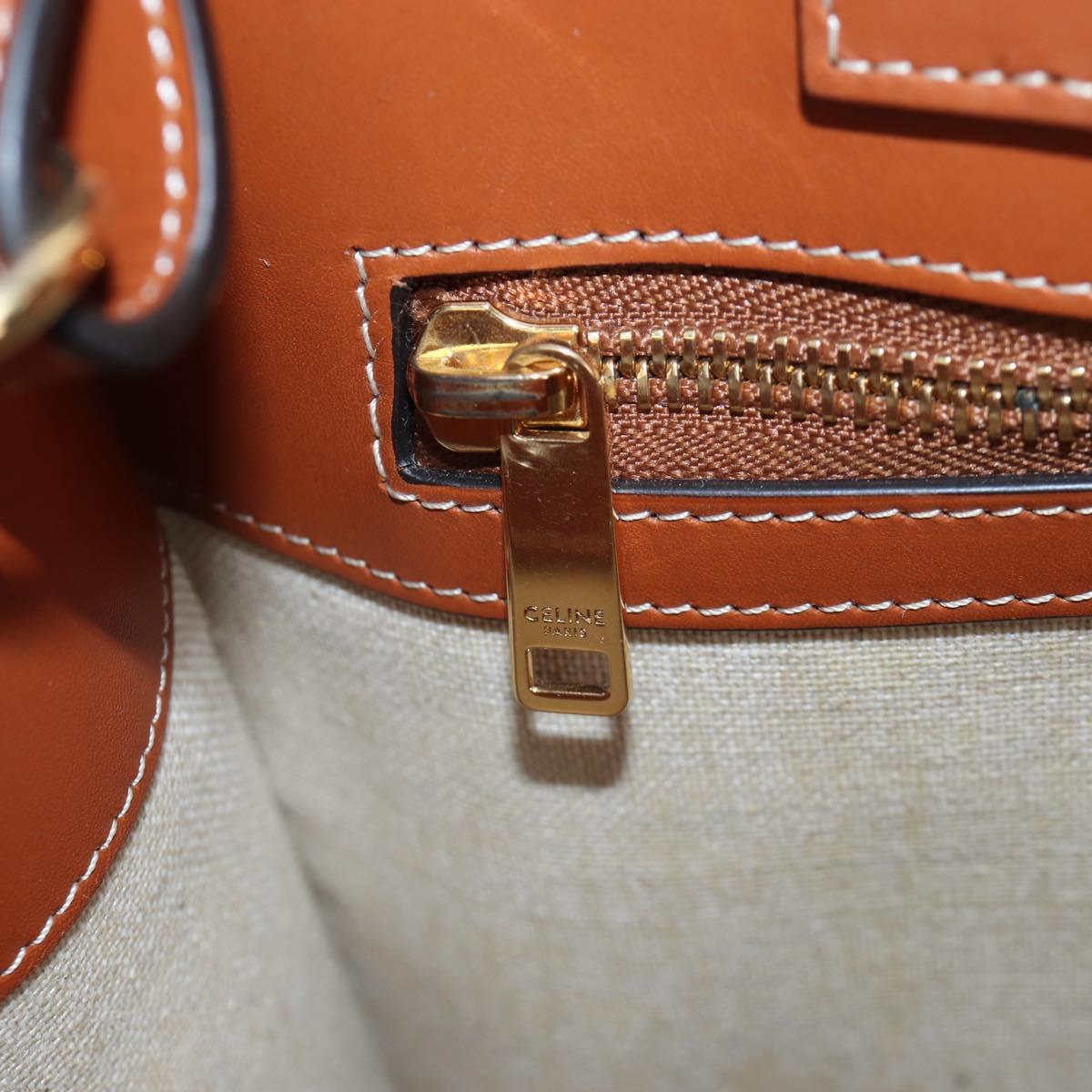 CELINE Macadam Canvas Vertical Cabas Small Hand Bag Navy Gold Auth 202902M