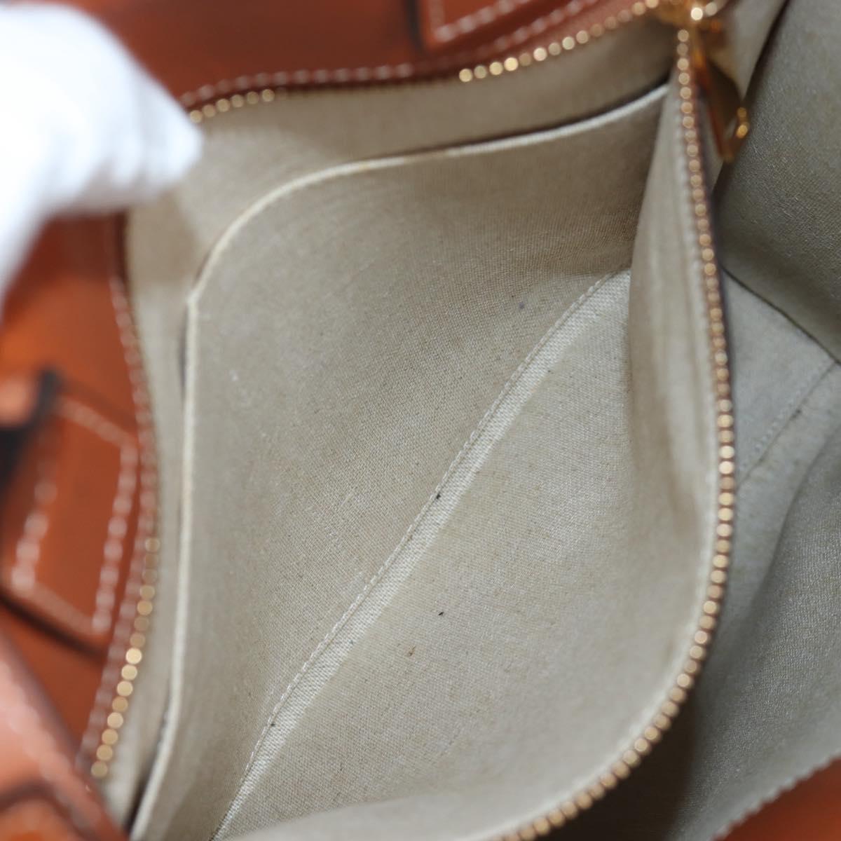 CELINE Macadam Canvas Vertical Cabas Small Hand Bag Navy Gold Auth 202902M