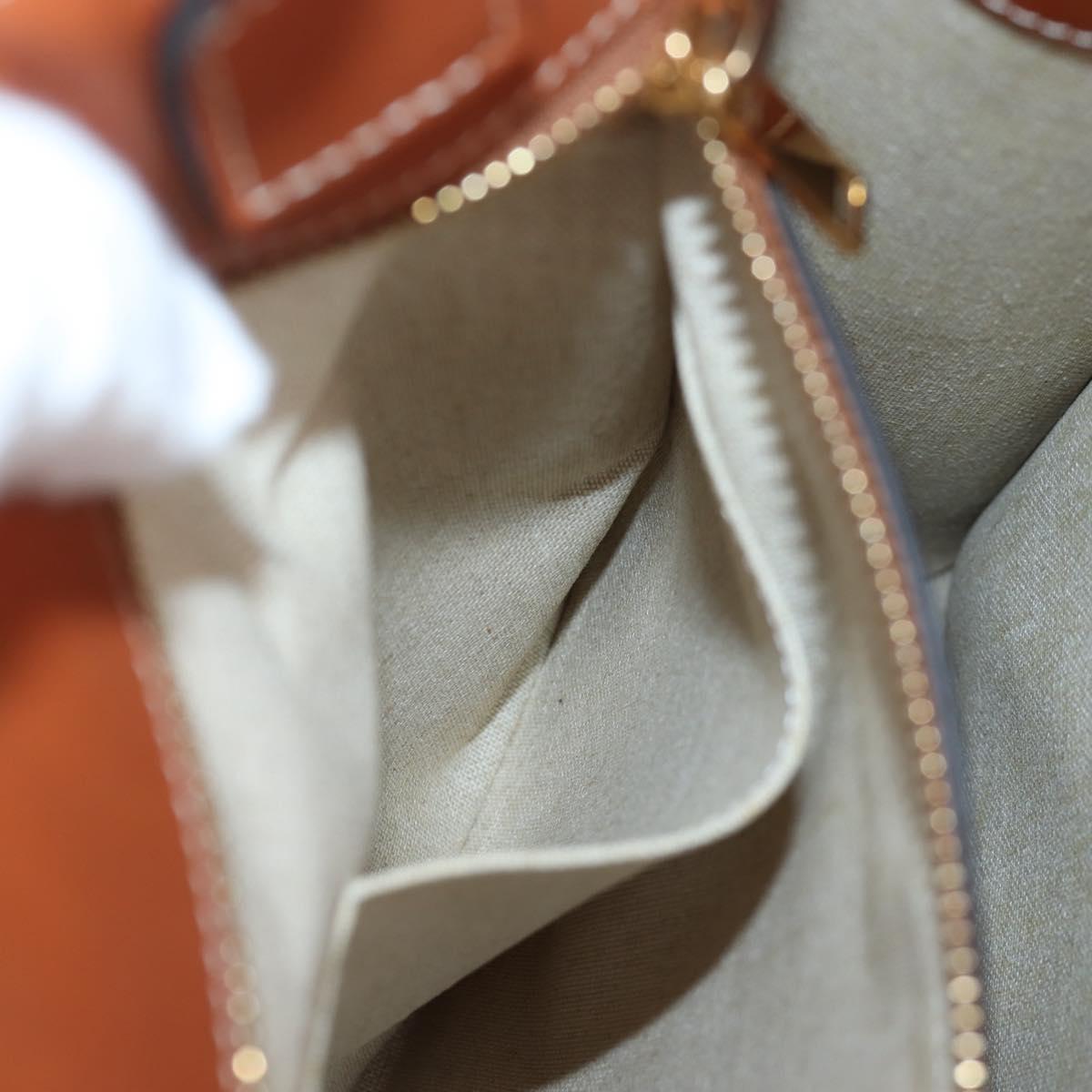 CELINE Macadam Canvas Vertical Cabas Small Hand Bag Navy Gold Auth 202902M