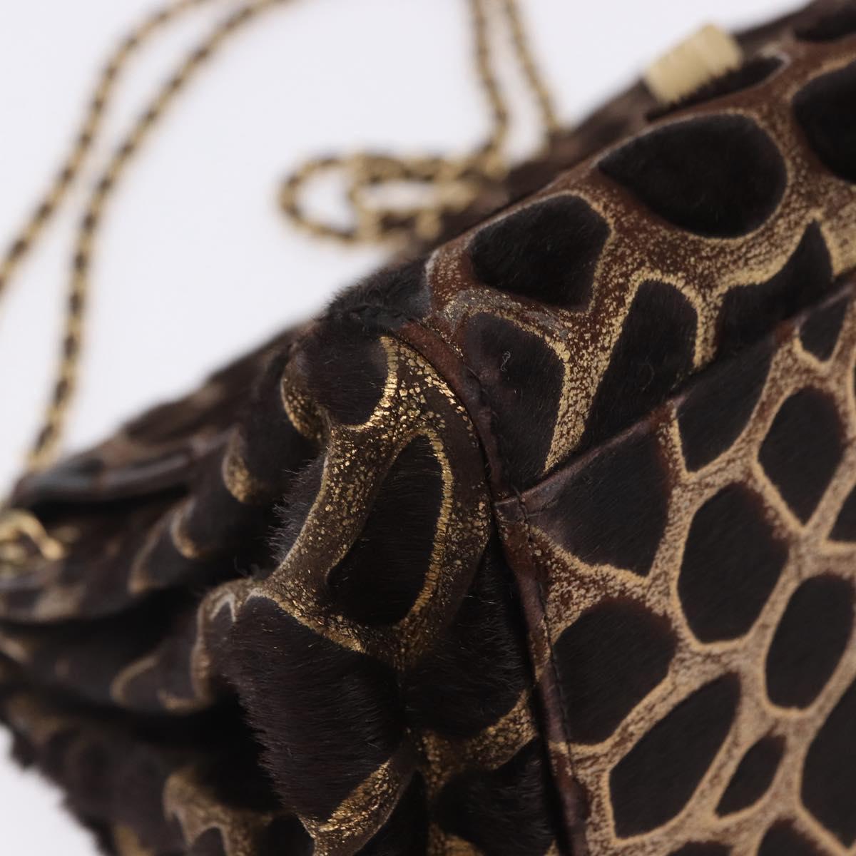 CHANEL 2.55 Chain Shoulder Bag Harako leather Brown Gold CC Auth 202903SAV