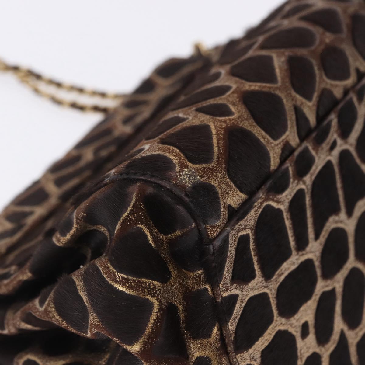 CHANEL 2.55 Chain Shoulder Bag Harako leather Brown Gold CC Auth 202903SAV