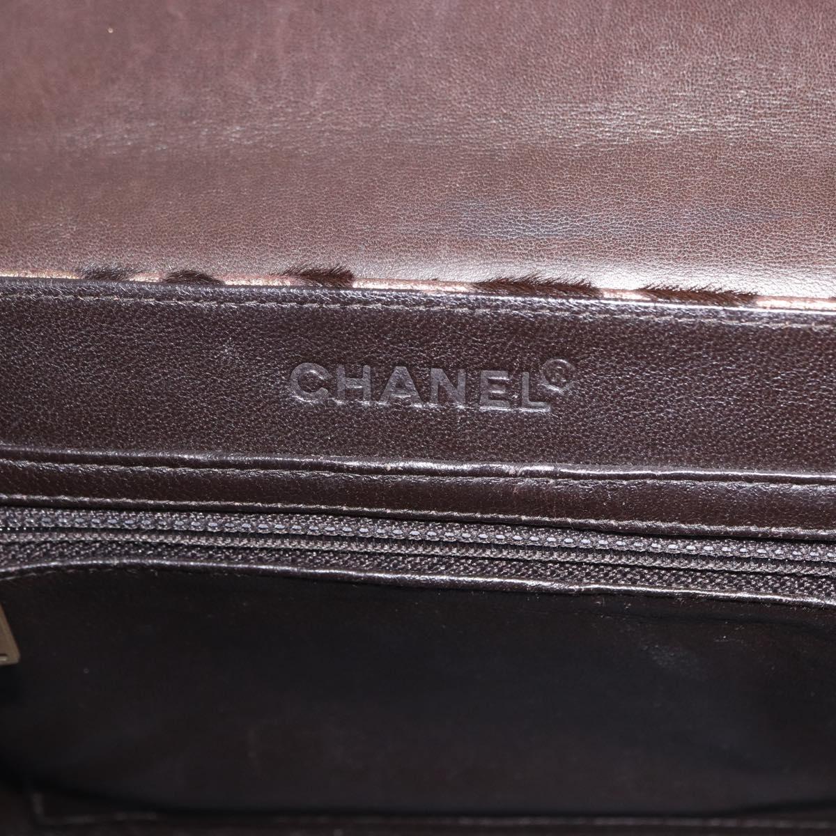 CHANEL 2.55 Chain Shoulder Bag Harako leather Brown Gold CC Auth 202903SAV