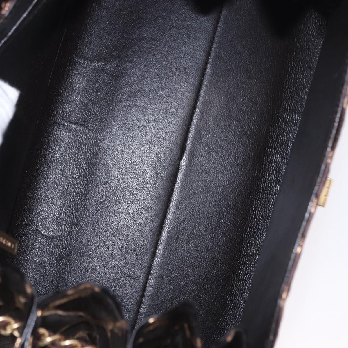 CHANEL 2.55 Chain Shoulder Bag Harako leather Brown Gold CC Auth 202903SAV