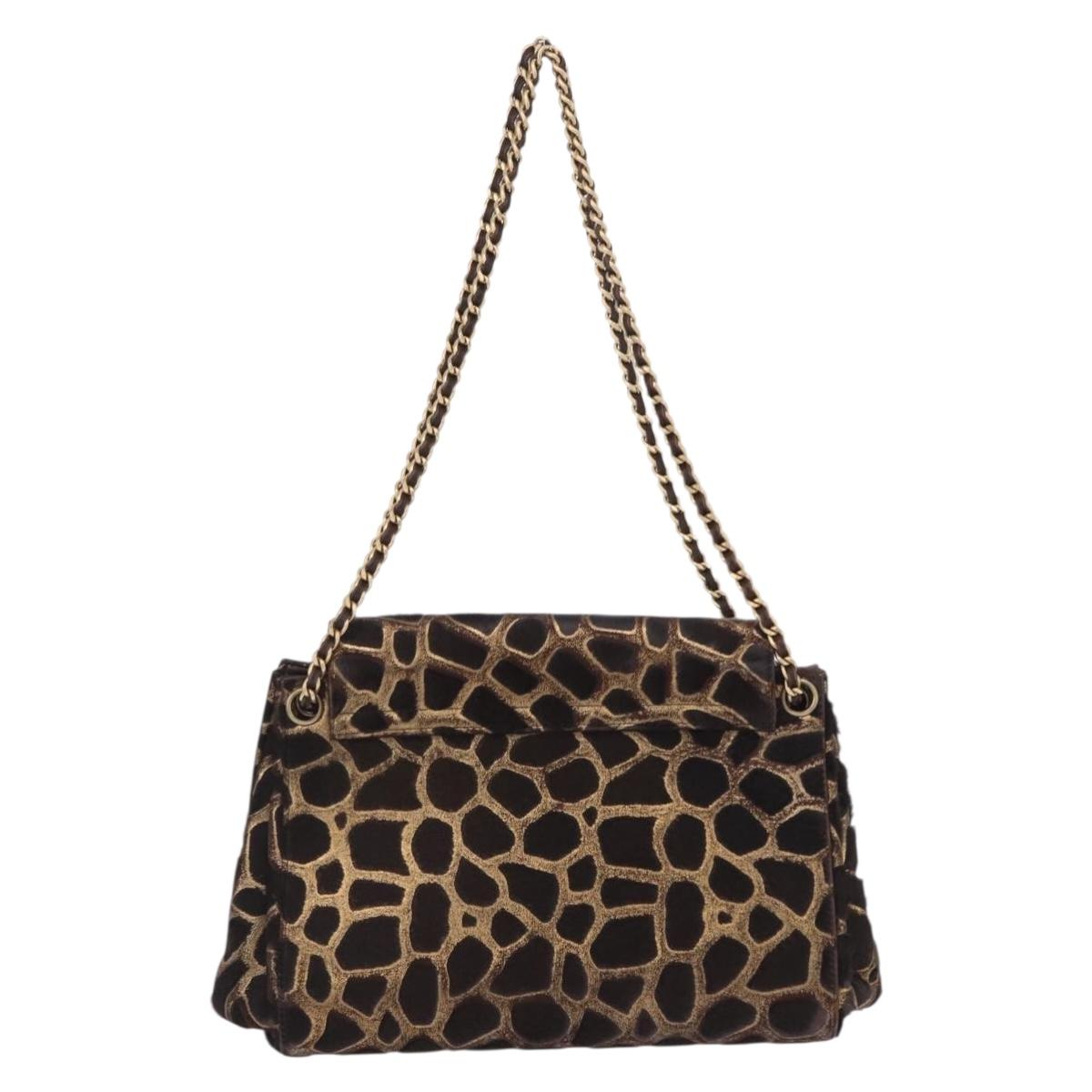 CHANEL 2.55 Chain Shoulder Bag Harako leather Brown Gold CC Auth 202903SAV