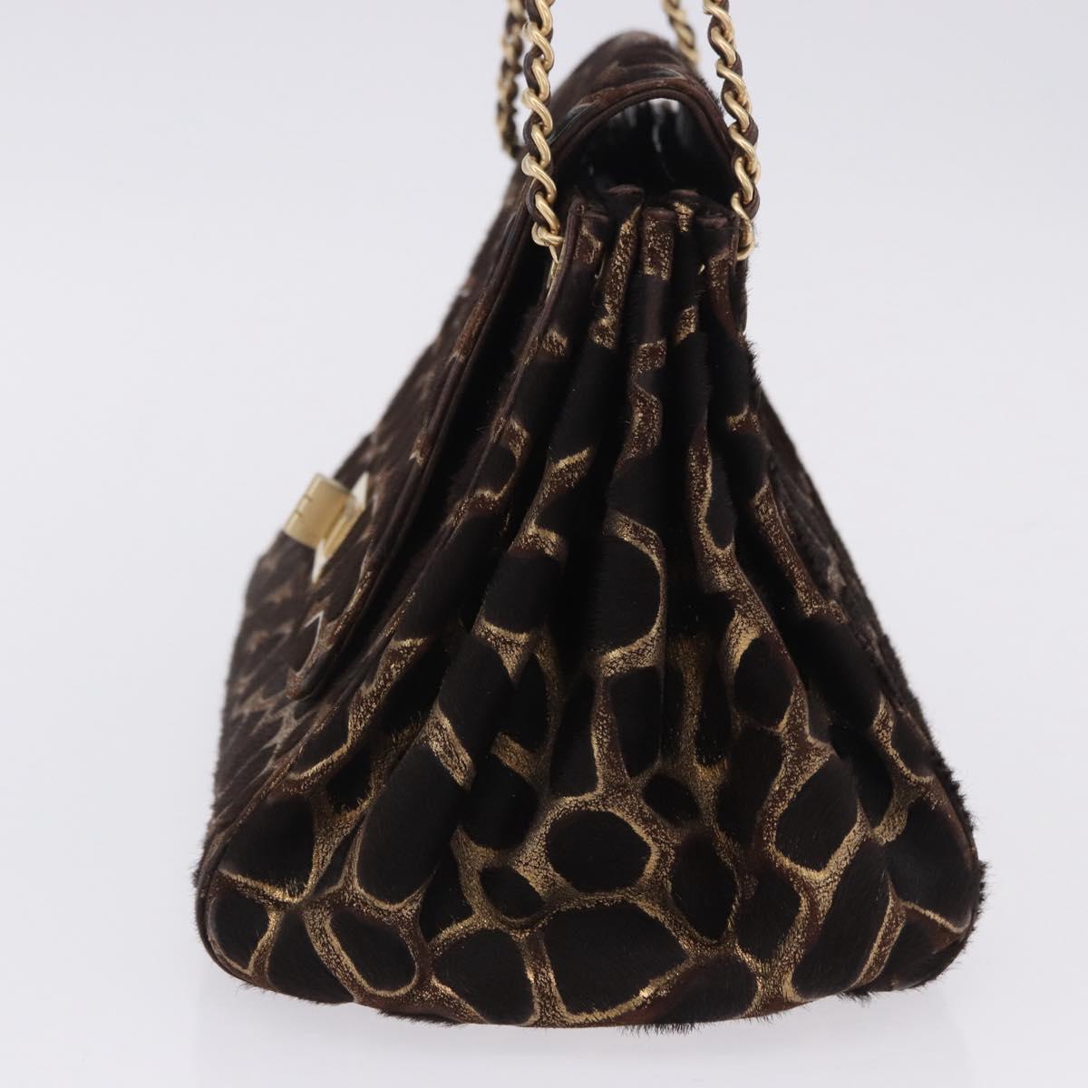 CHANEL 2.55 Chain Shoulder Bag Harako leather Brown Gold CC Auth 202903SAV