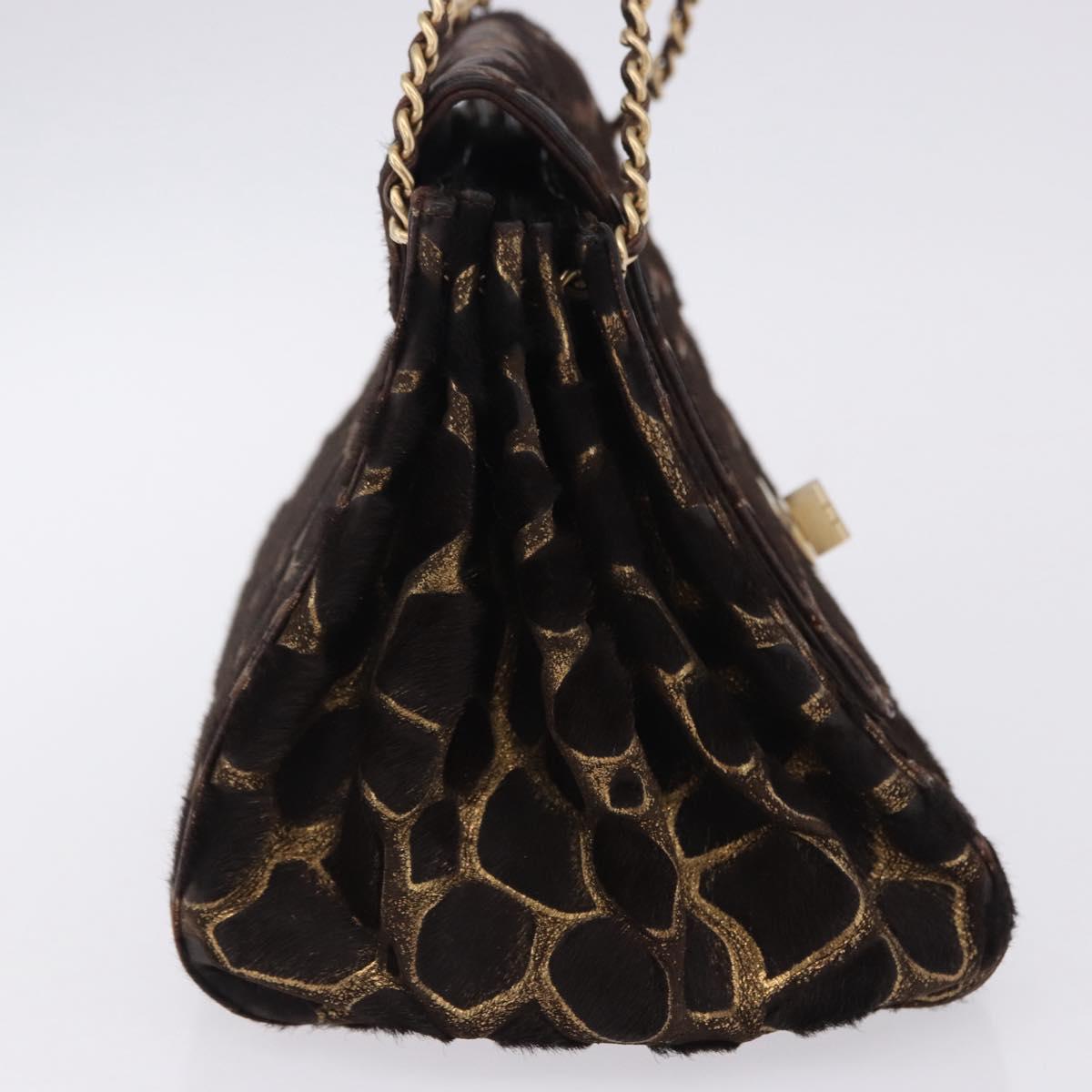 CHANEL 2.55 Chain Shoulder Bag Harako leather Brown Gold CC Auth 202903SAV