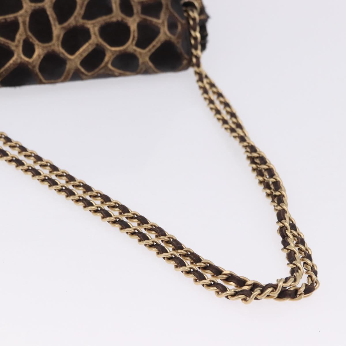 CHANEL 2.55 Chain Shoulder Bag Harako leather Brown Gold CC Auth 202903SAV