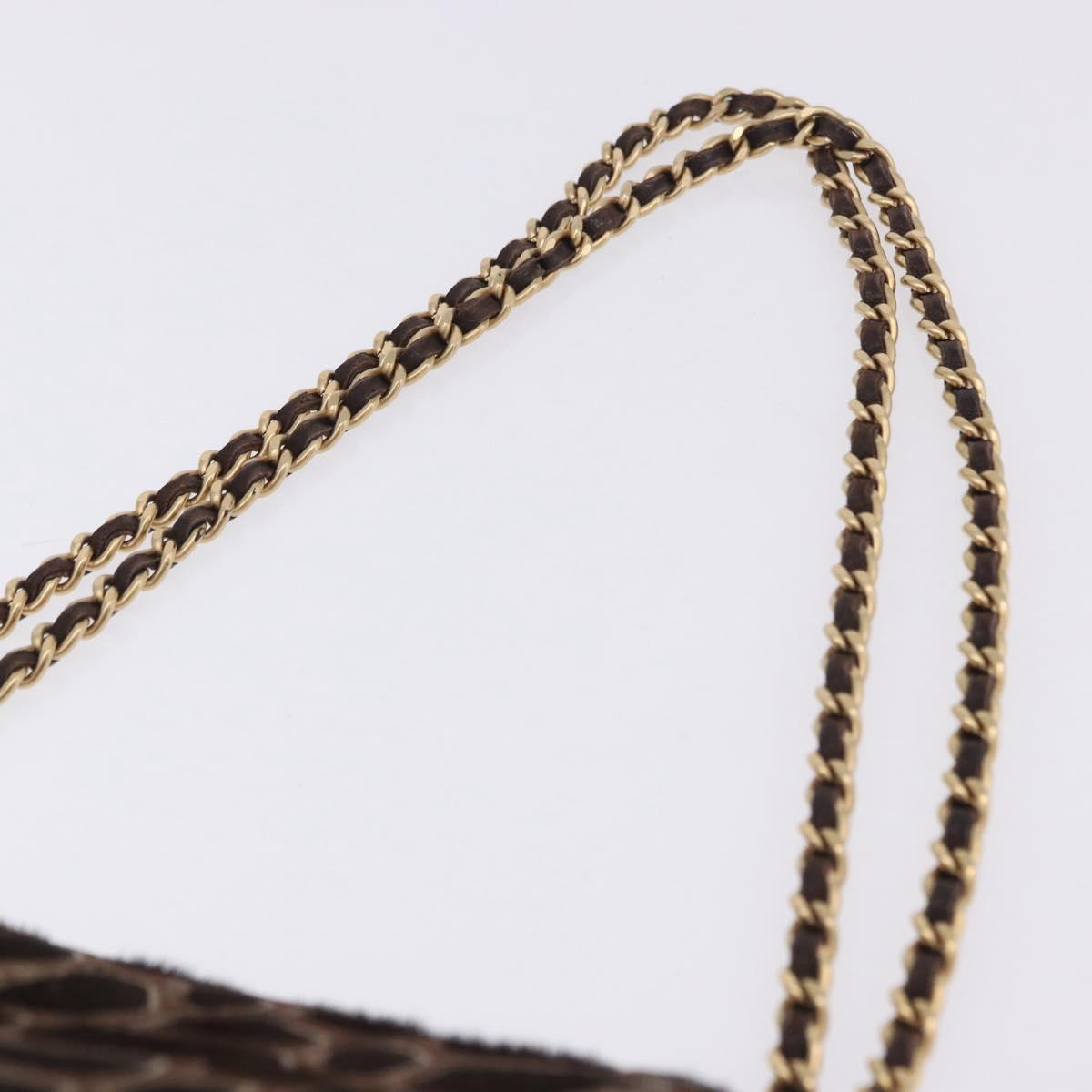 CHANEL 2.55 Chain Shoulder Bag Harako leather Brown Gold CC Auth 202903SAV