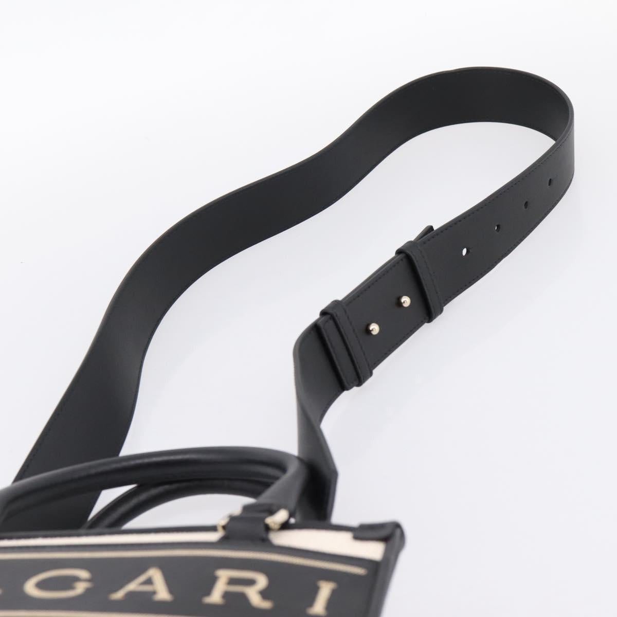 BVLGARI Hand Bag Canvas 2way Beige Gold Auth 202907M