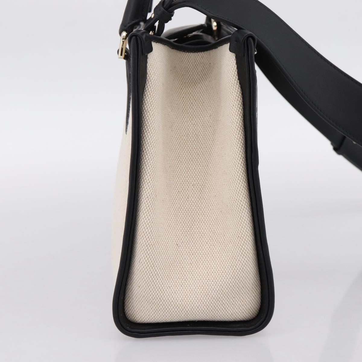 BVLGARI Hand Bag Canvas 2way Beige Gold Auth 202907M