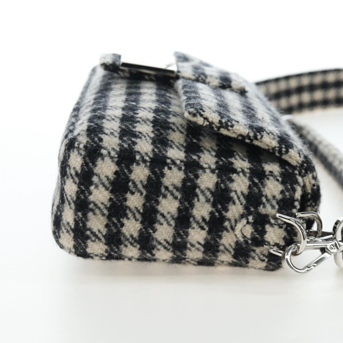 FENDI Newbucket Mamma Baguette Shoulder Bag Wool 2way Black Silver Auth 202909SAV