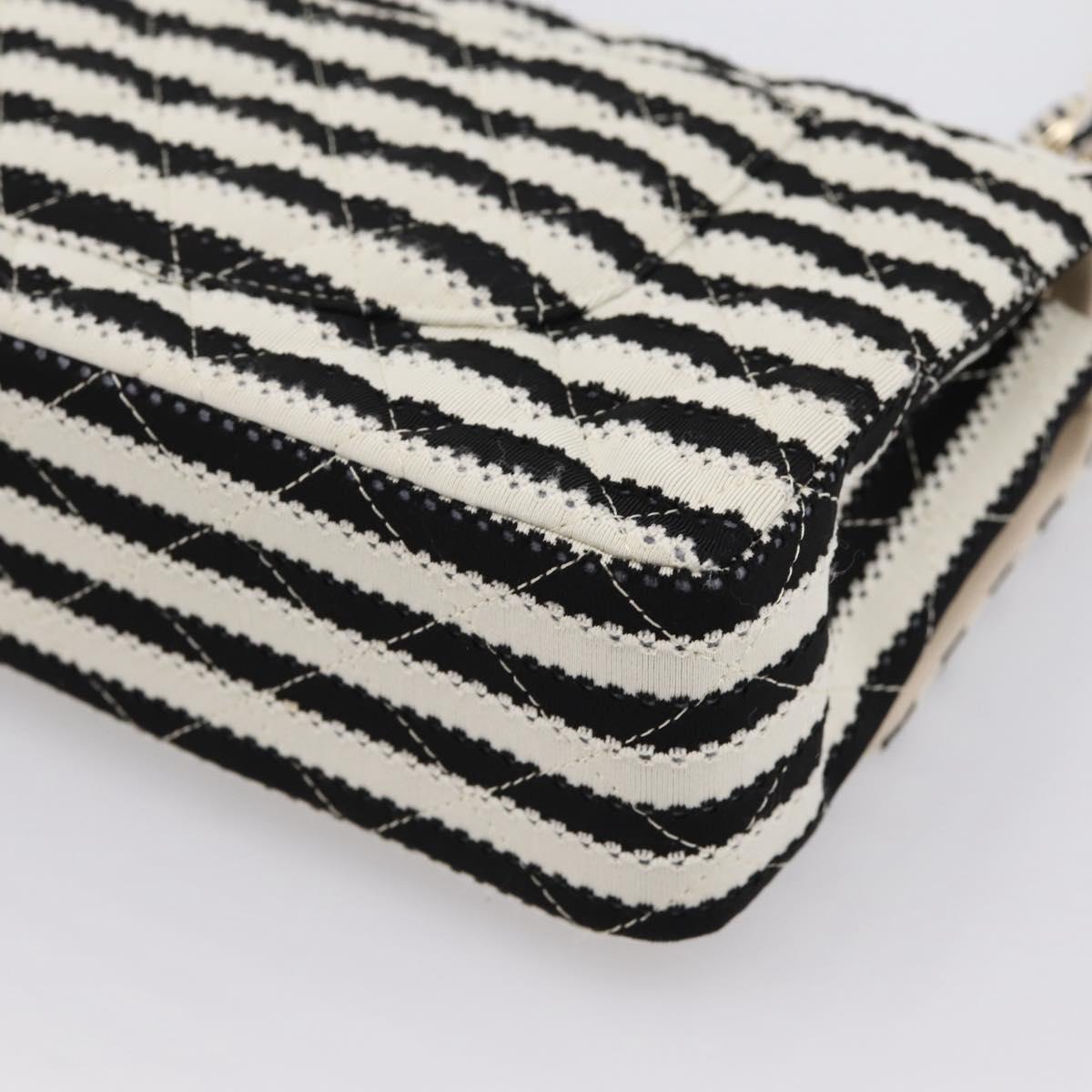 CHANEL Chain Matelasse 25 Bag Cotton Jersey Black White gold CC Auth 202910SM
