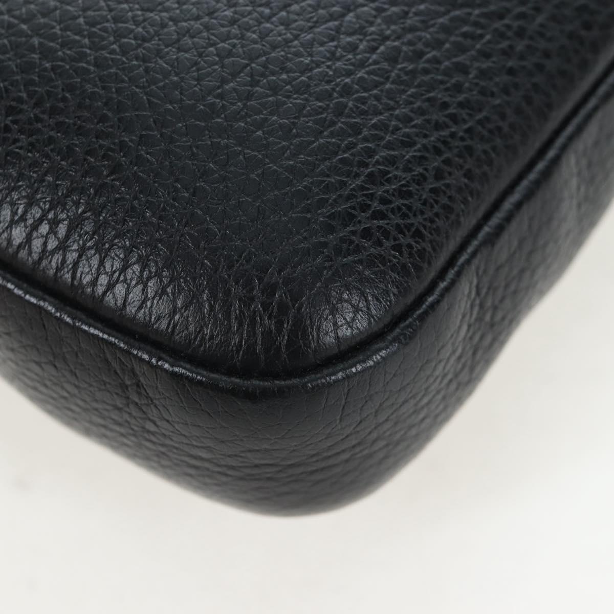 PRADA Shoulder Bag Vittero Dino Leather Black Silver Auth 202911V