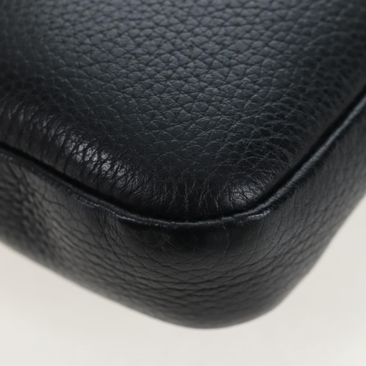 PRADA Shoulder Bag Vittero Dino Leather Black Silver Auth 202911V