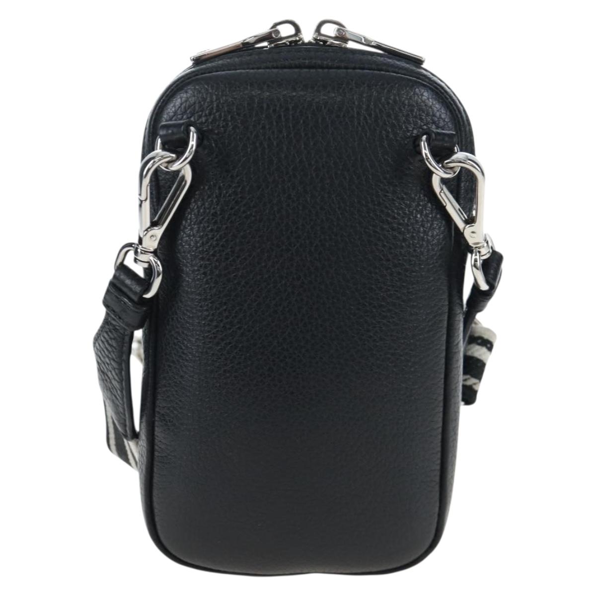 PRADA Shoulder Bag Vittero Dino Leather Black Silver Auth 202911V