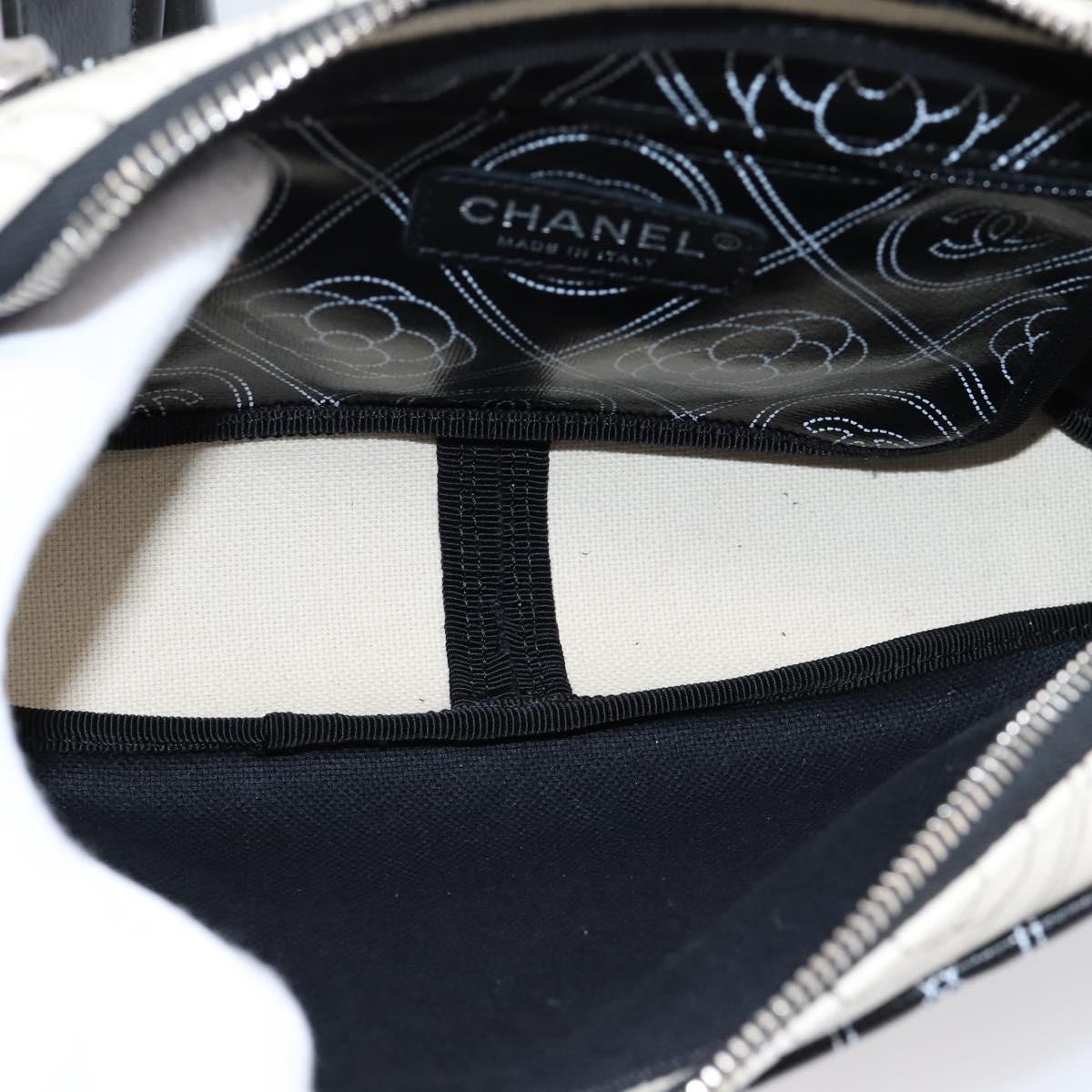 CHANEL Camelia Shoulder Bag PVC Canvas Black Silver CC Auth 202912SAM