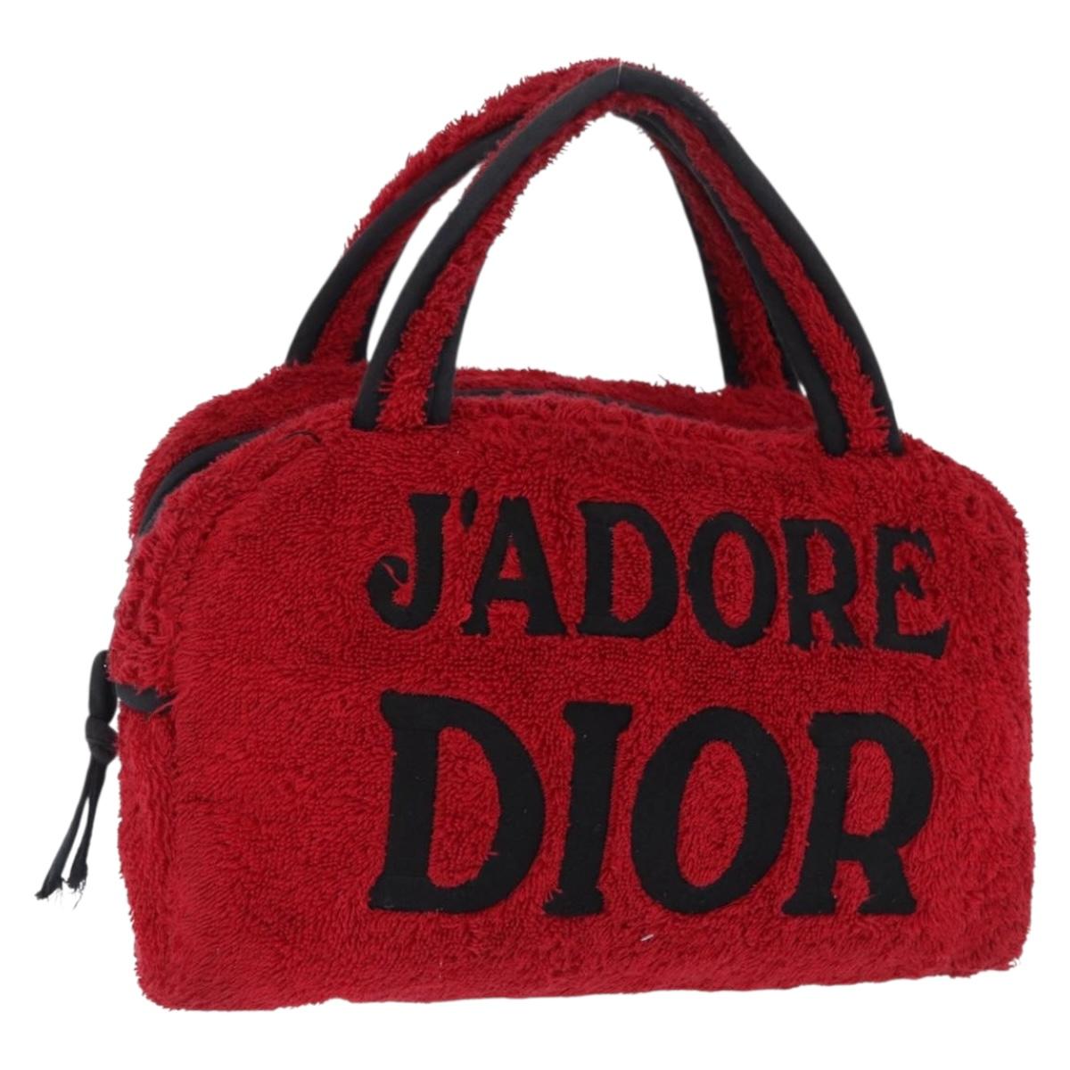 Christian Dior Hand Bag Pile Red Auth 202913