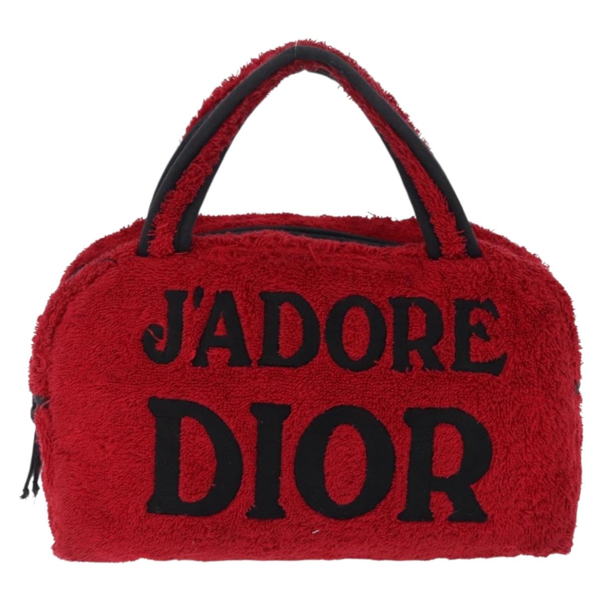 Christian Dior Hand Bag Pile Red Auth 202913