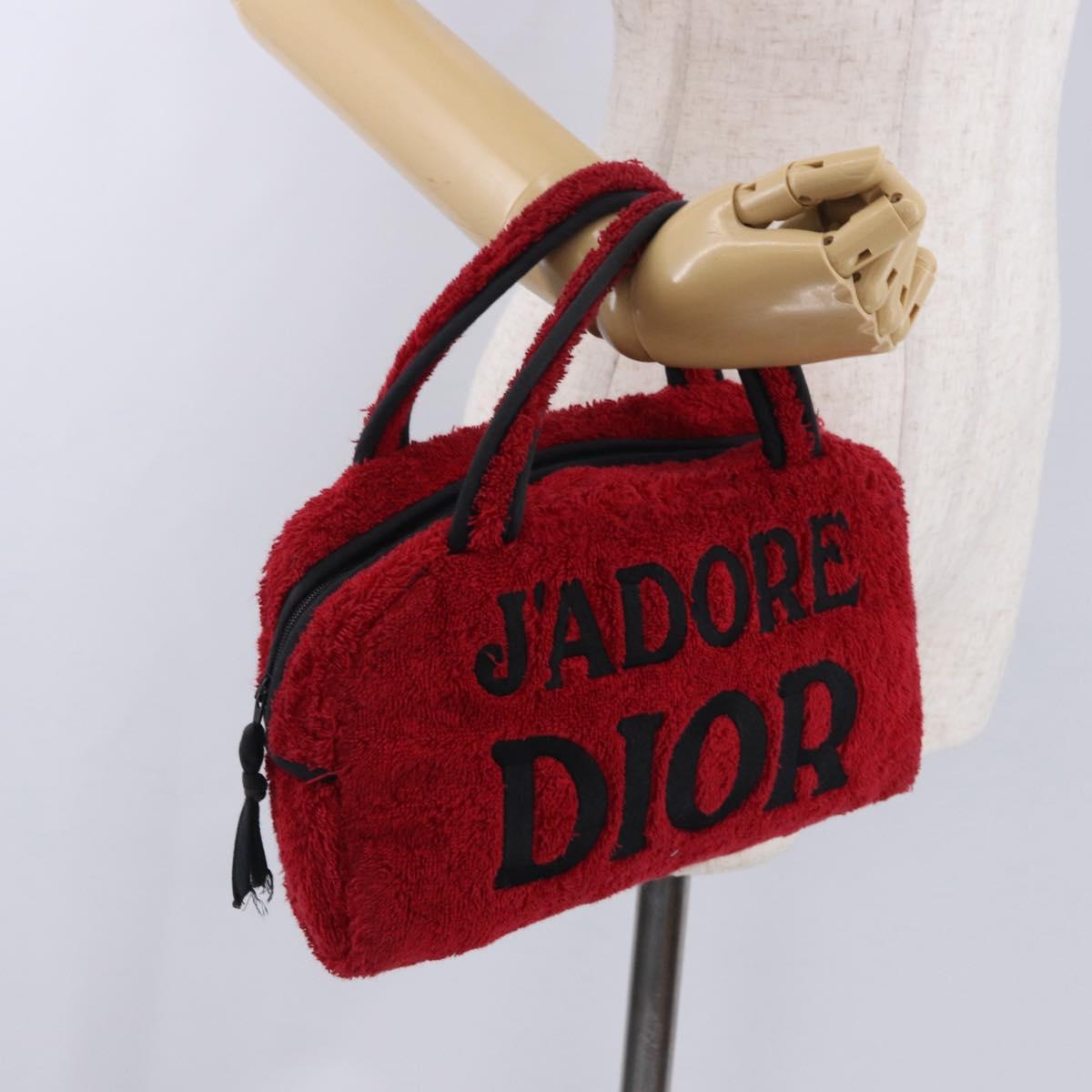 Christian Dior Hand Bag Pile Red Auth 202913
