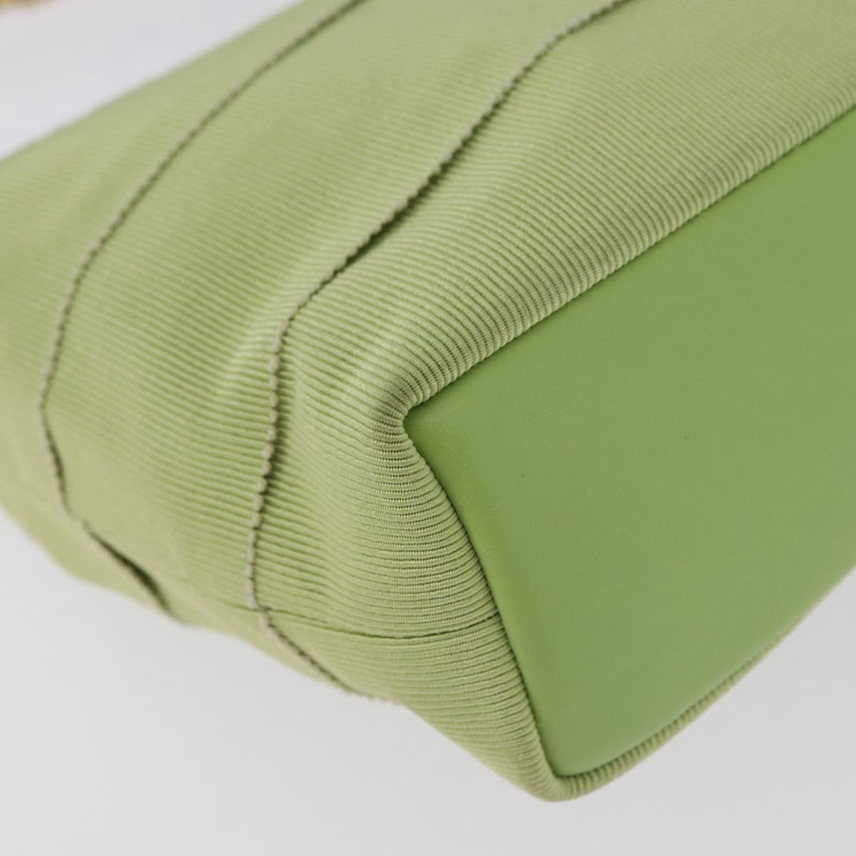 Salvatore Ferragamo Vala Hand Bag Canvas Green Gold Auth 202914A