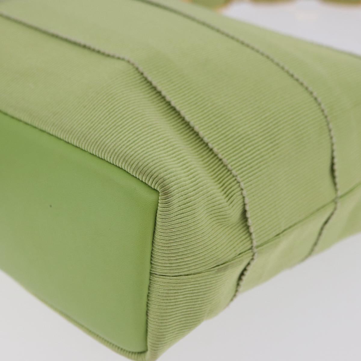 Salvatore Ferragamo Vala Hand Bag Canvas Green Gold Auth 202914A