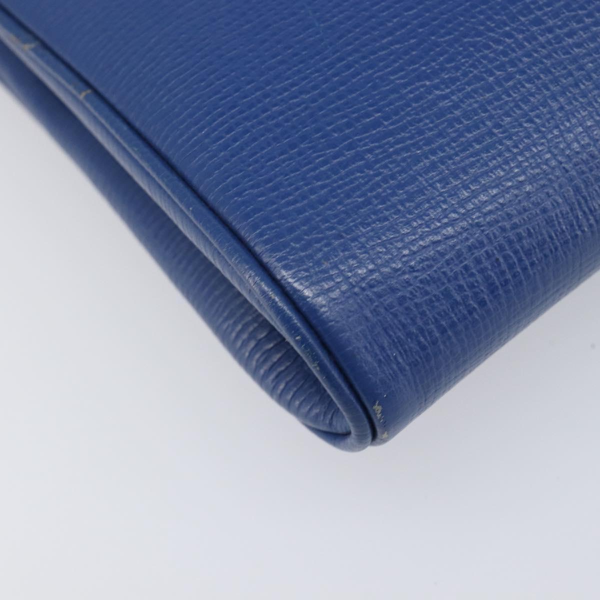 CELINE Circle Shoulder Bag Leather Blue Gold Auth 202918A