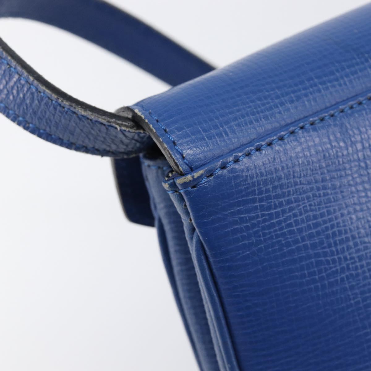 CELINE Circle Shoulder Bag Leather Blue Gold Auth 202918A