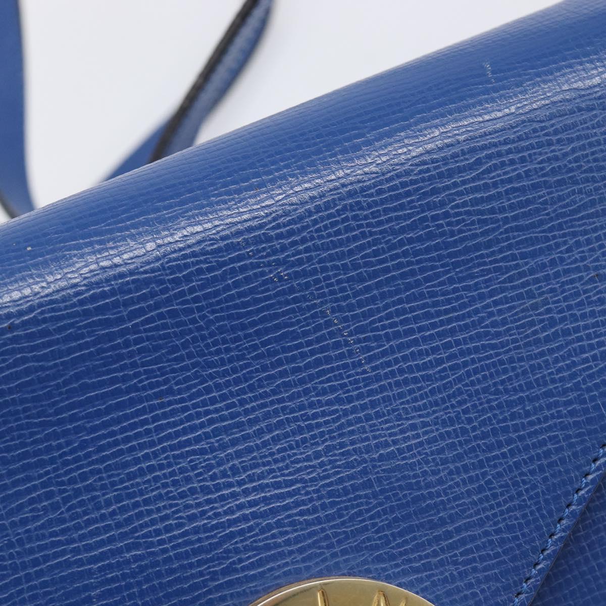 CELINE Circle Shoulder Bag Leather Blue Gold Auth 202918A