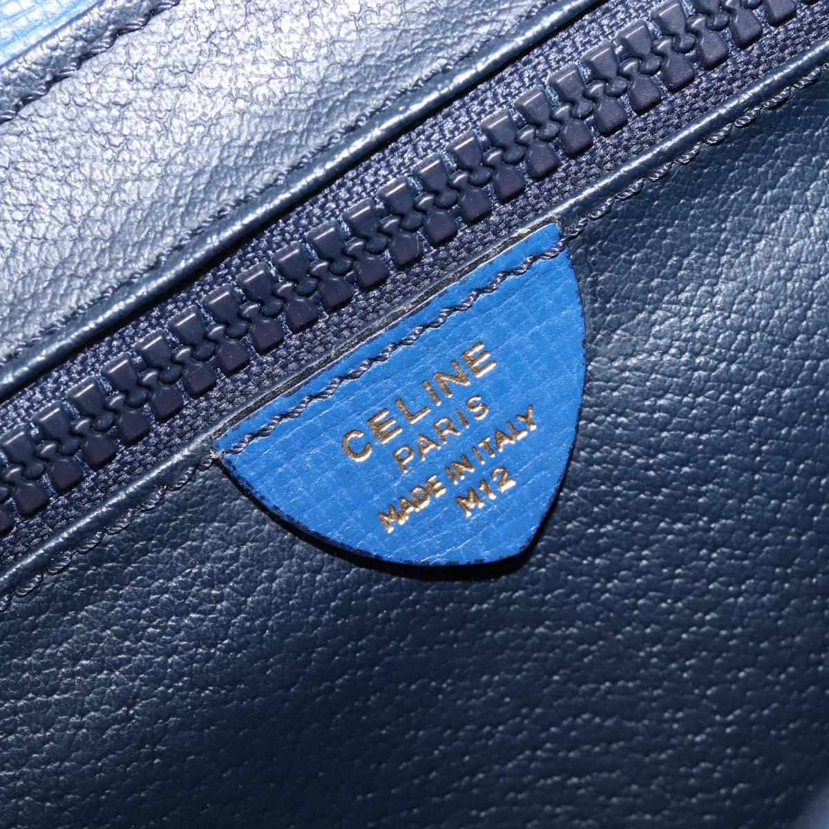 CELINE Circle Shoulder Bag Leather Blue Gold Auth 202918A