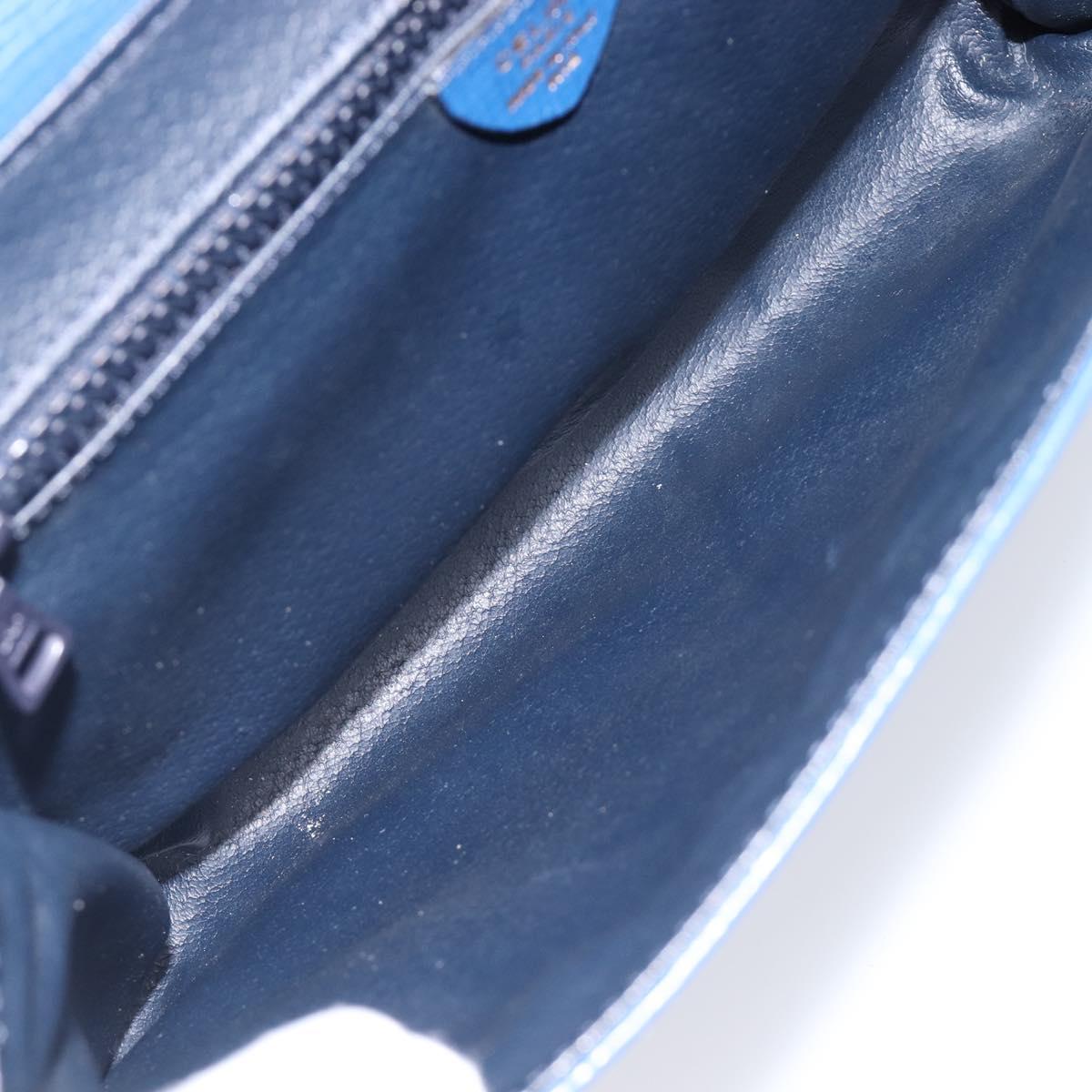 CELINE Circle Shoulder Bag Leather Blue Gold Auth 202918A
