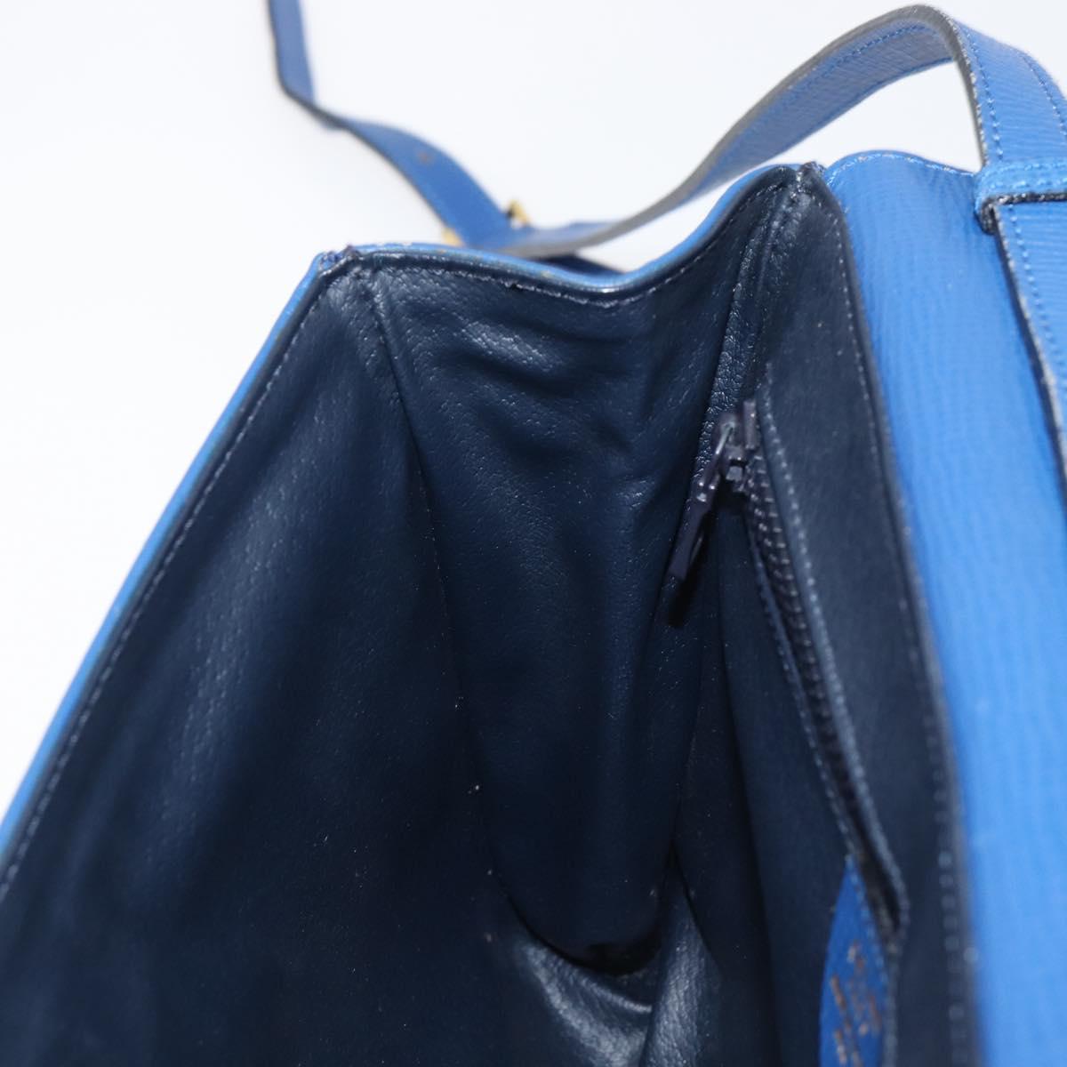 CELINE Circle Shoulder Bag Leather Blue Gold Auth 202918A